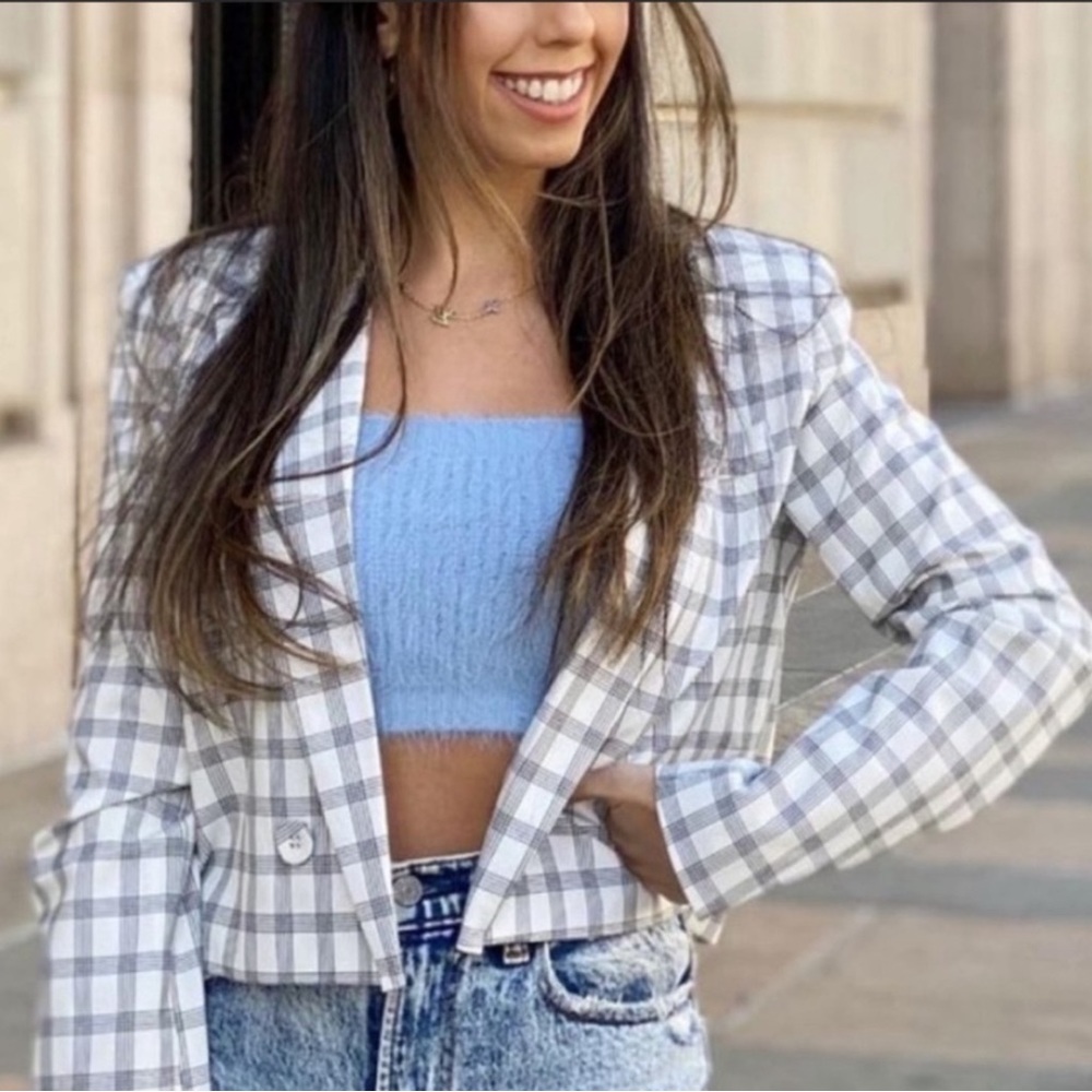 Danielle Bernstein - Cropped Plaid Blazer Jacket